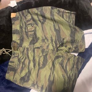 Camo green Polo RRL swim trunks XL